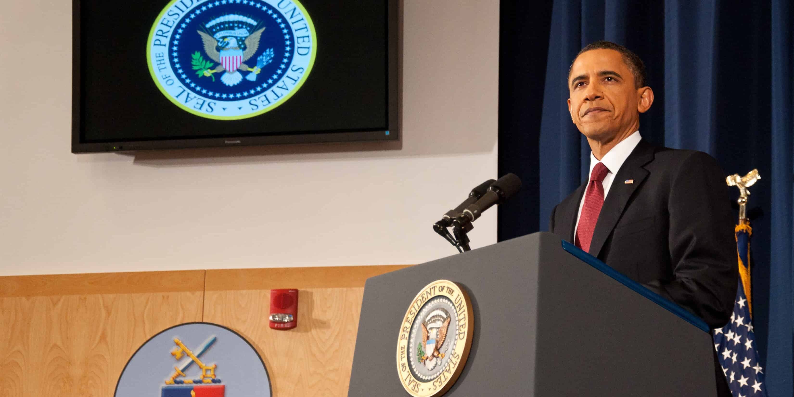 President Obama speaking at eCorsair event during "Let the Race Begin" post.