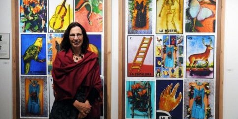 Vibrant Mexican-themed artwork displayed at eCorsair, Pensacola State College.