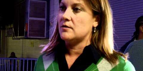 Lady Pirates player celebrates NJCAA tournament victory. Lady Pirates top Malcolm X in NJCAA basketball tournament.