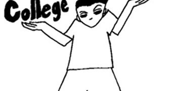 Student using iPad for college work at Pensacola State College.