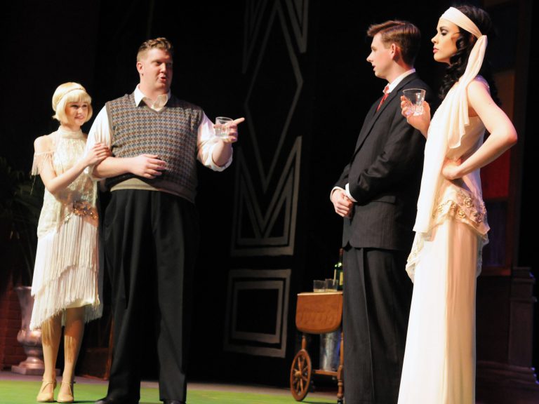 Gatsby-themed student performance scene at Ashmore, showcasing costumes and acting from the play.