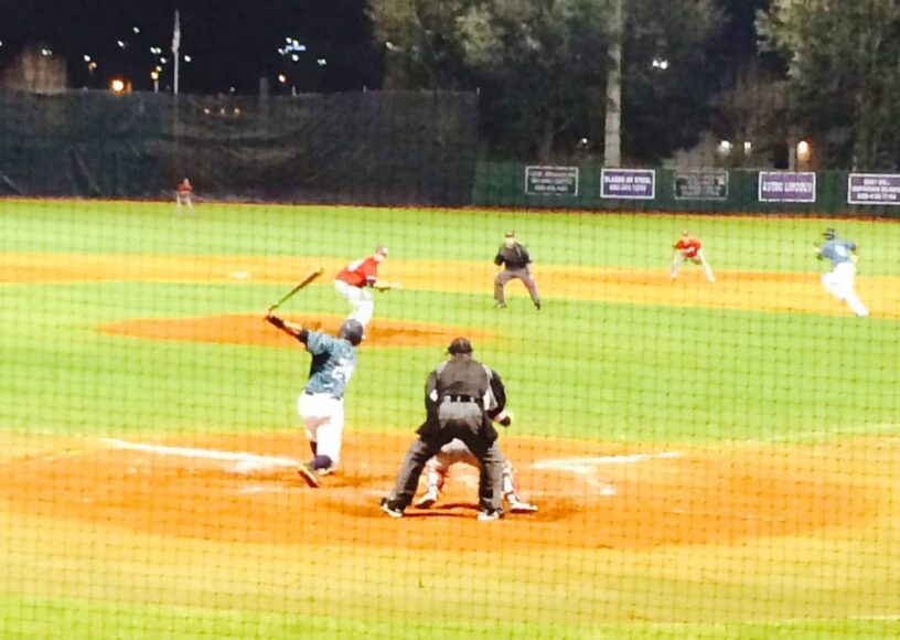 Baseball game during 2014 Pirate Invitational at eCorsair, Pensacola State College sports event.