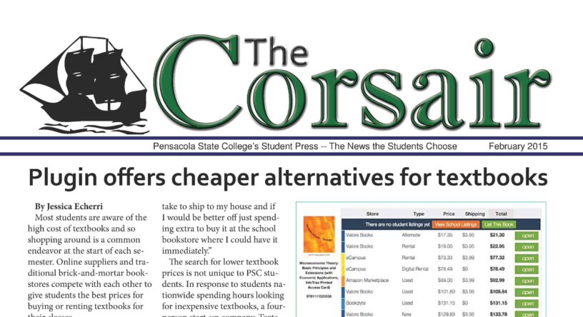 eCorsair February 2015 print edition ECorsair February 2015 print edition cover featuring Pensacola State College students.