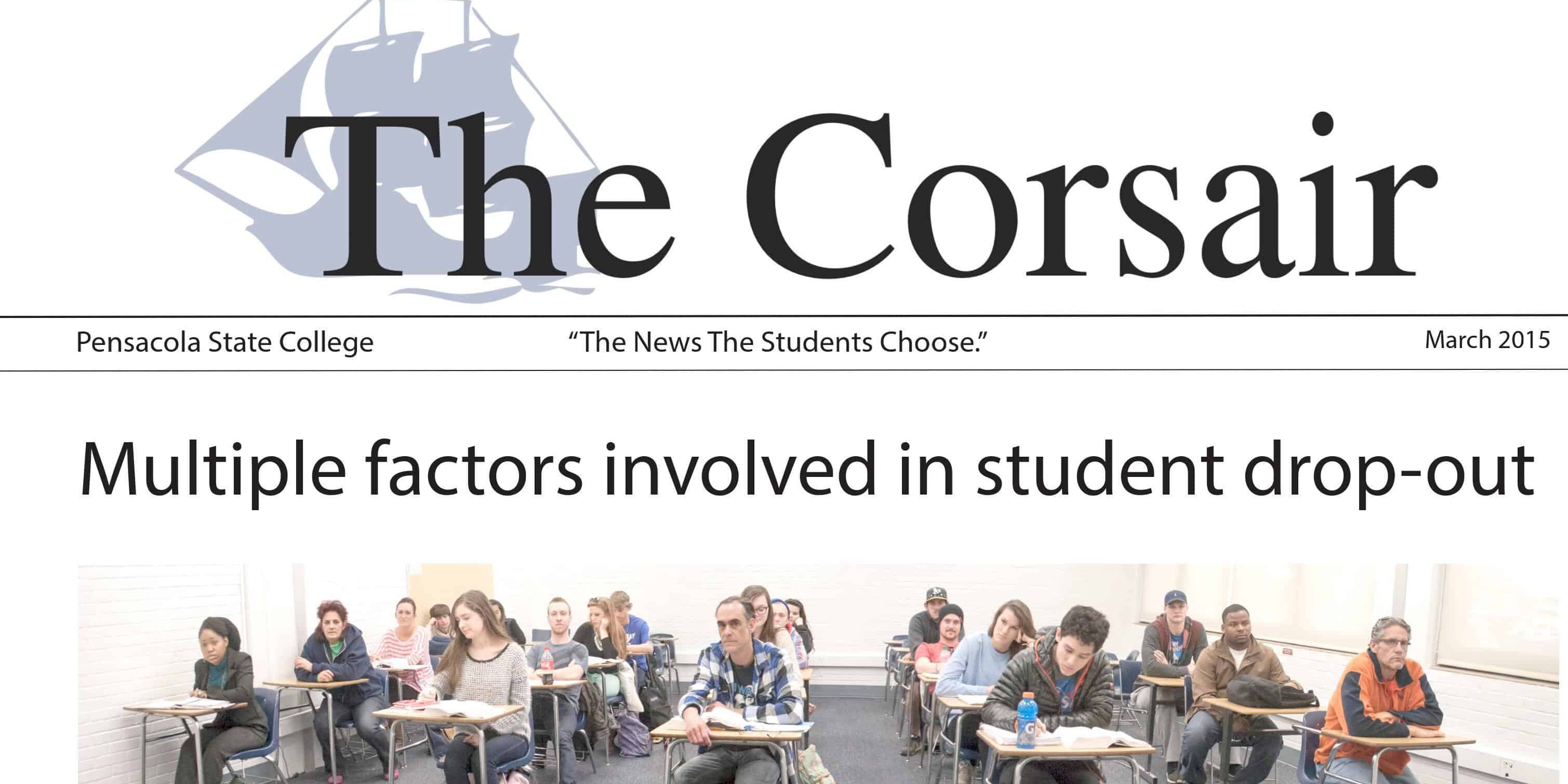 eCorsair March 2015 print edition ECorsair college newspaper cover from March 2015 at Pensacola State College.