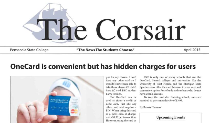 eCorsair April 2015 print issue ECorsair college magazine cover for Pensacola State College April 2015 issue.