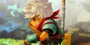 Bastion Game Character at eCorsair Character from Bastion game sitting on a ledge with a sword and shield.