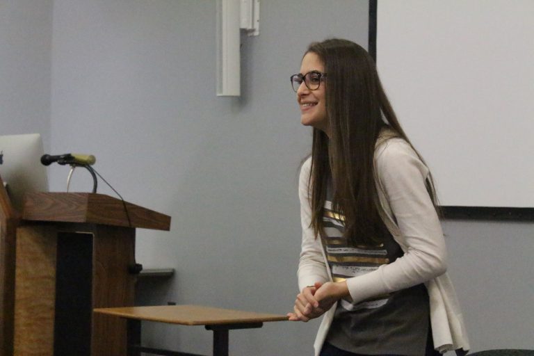 Art Club student presenting at eCorsair event in Pensacola State College.