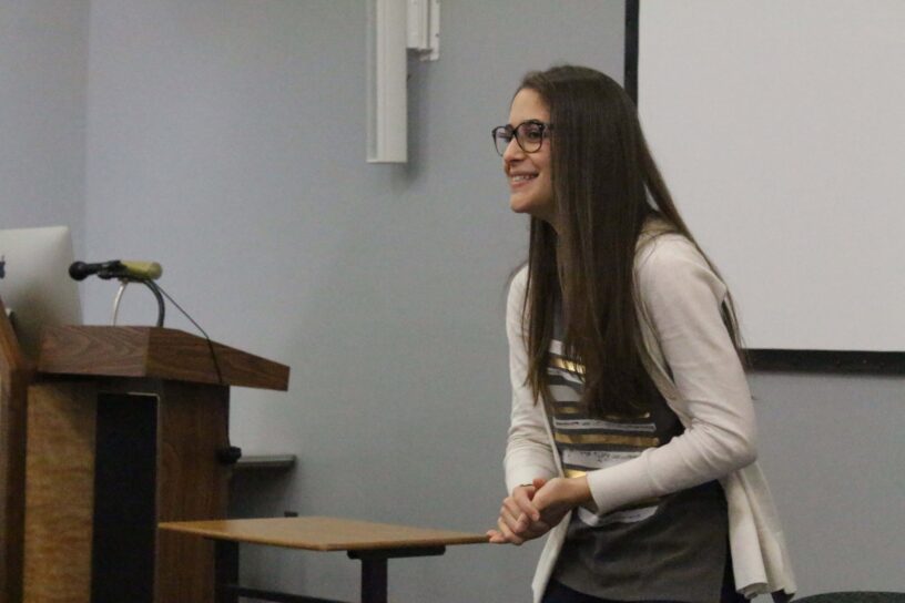 Art Club back in business Art Club student presenting at eCorsair event in Pensacola State College.