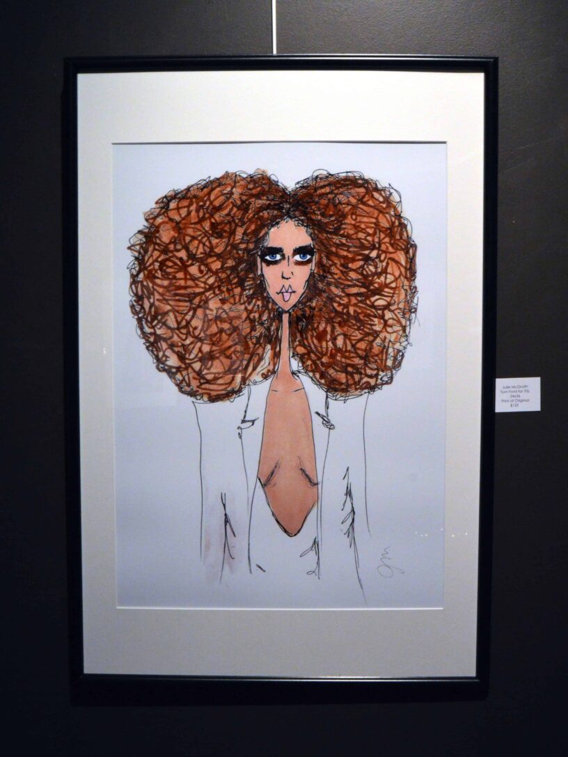 Vibrant curly-haired woman art portrait Vibrant portrait of a woman with voluminous curly hair and bold makeup, displayed at Artel Gallery.
