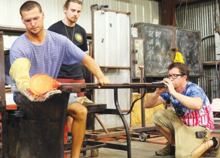 Glassblowing art created by local artisans during the festival.