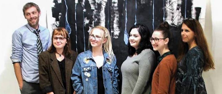 Group of diverse students and instructor at Walter F. Spara Writing Competition event.