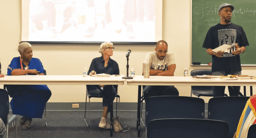 Panel of diverse speakers discussing important societal topics.