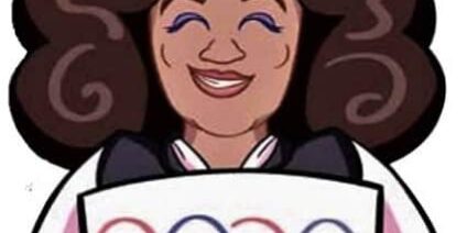 Oprah Winfrey holding a sign with "2020" during a speech.