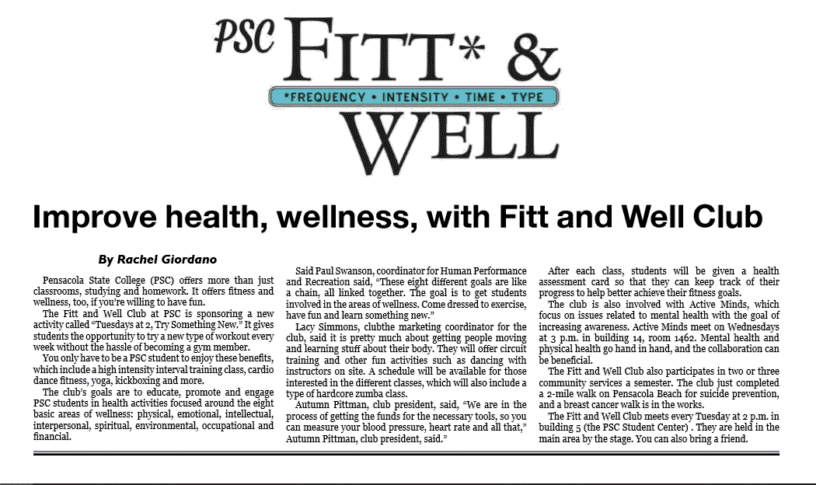 Fitt and Well Club promoting health, wellness, fitness, and community engagement.