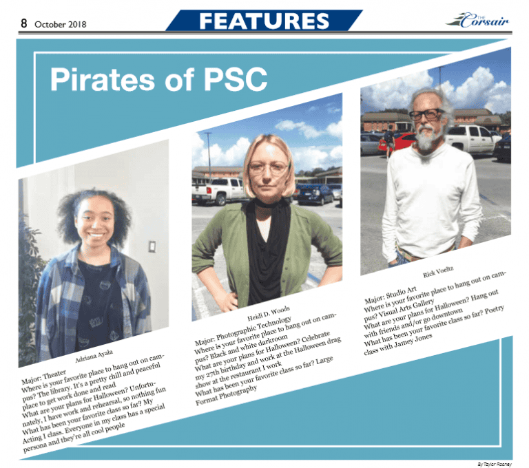Pirates of PSC students featured in the eCorsair publication at Pensacola State College.