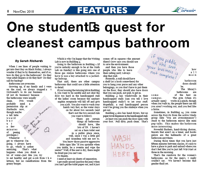 One student’s quest for cleanest bathroom
