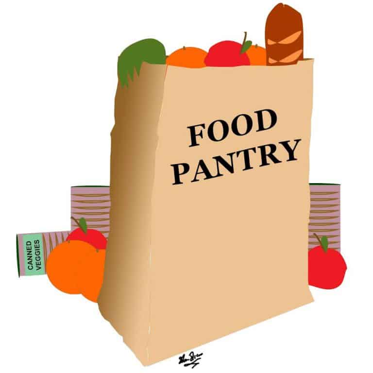 Food pantry with non-perishable food items for community support.