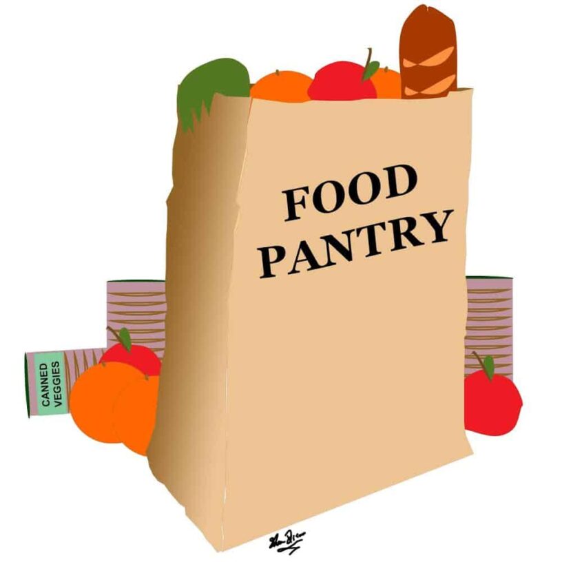 Food Pantry Non-Perishable Donations Food pantry with non-perishable food items for community support.