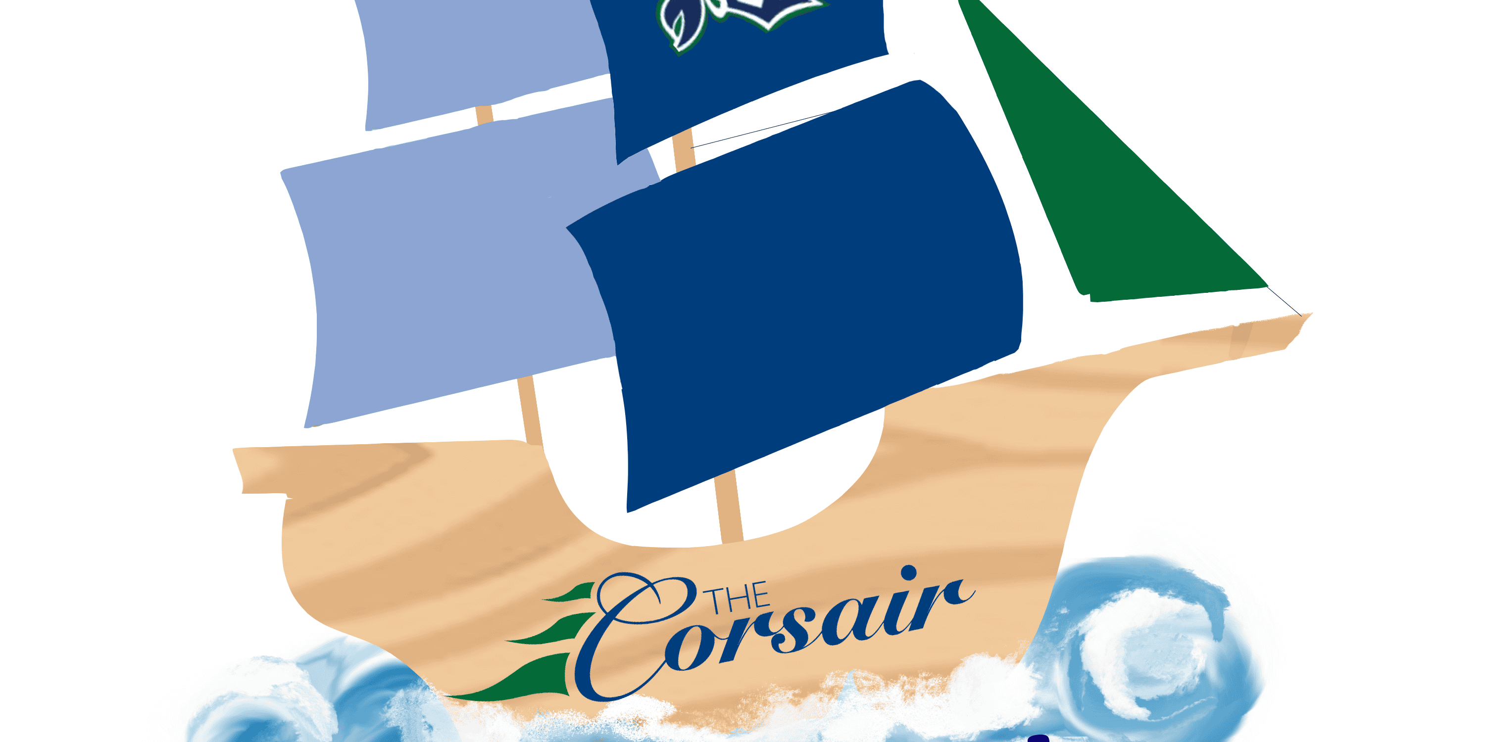 Pirate ship logo with Corsair mascot and Pirates Parley text for eCorsair program.