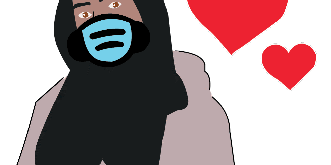 Masks and hearts symbolize love and connection during COVID-19 quarantine.