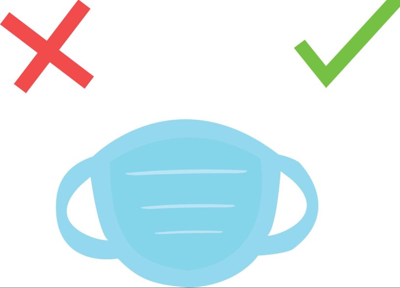 Face Mask Safety Guidelines for COVID-19 Face mask with checkmark and cross symbols for safety tips.