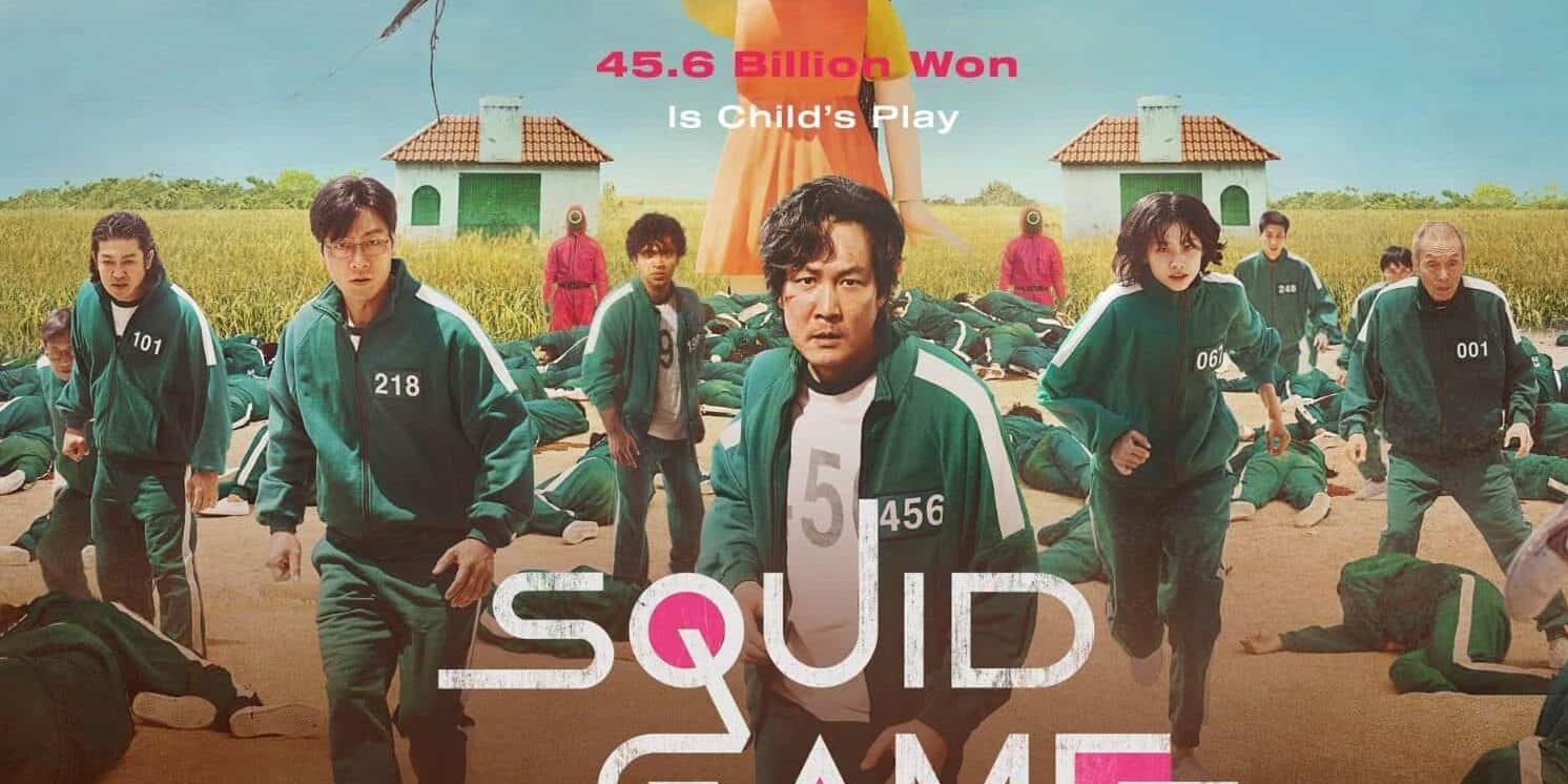 Squid Game TV Show Promotional Image Promotional image for Squid Game featuring main characters in green tracksuits.