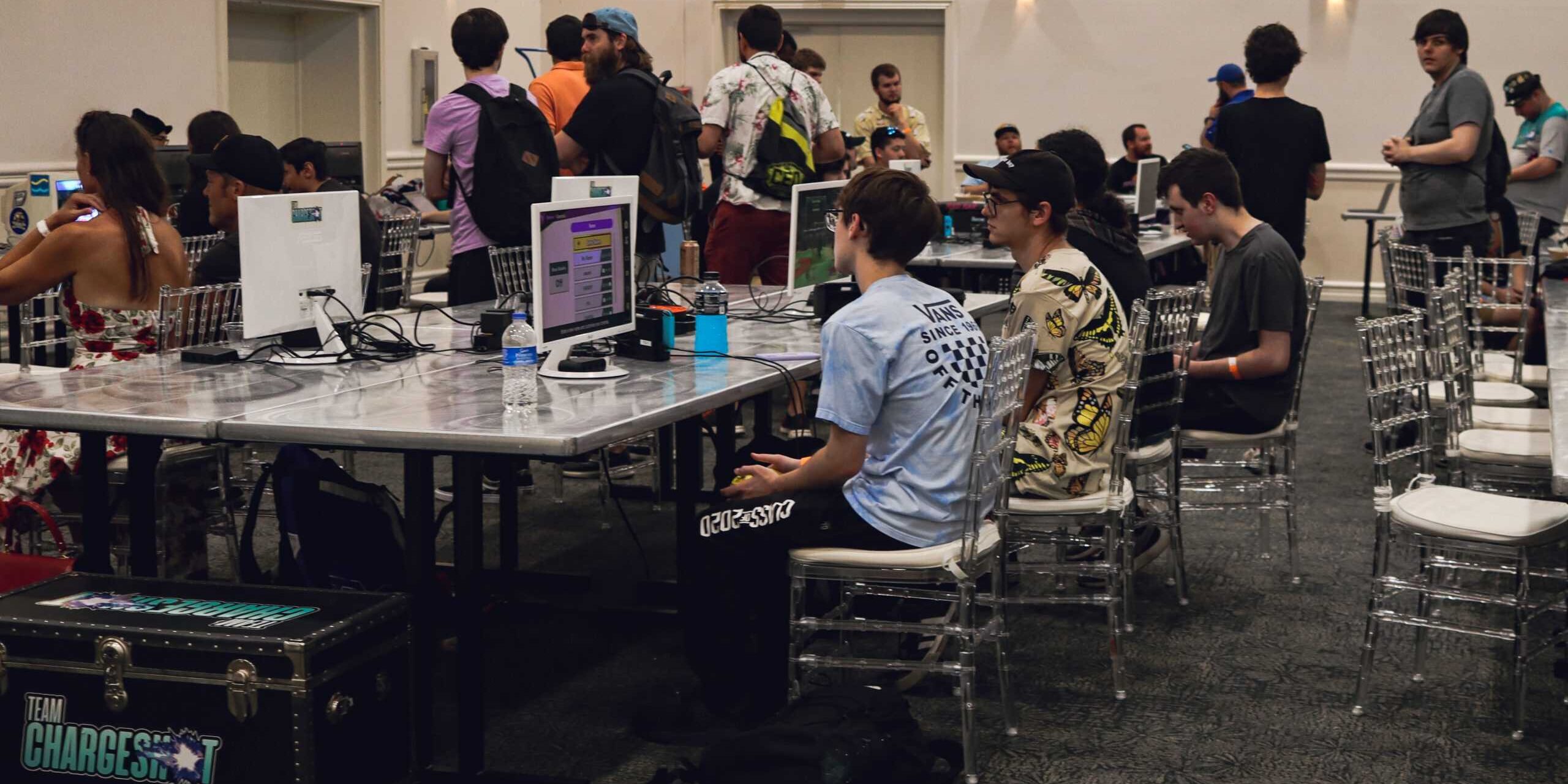 Students competing in eSports Smashers Brawl at Slamhandle event.