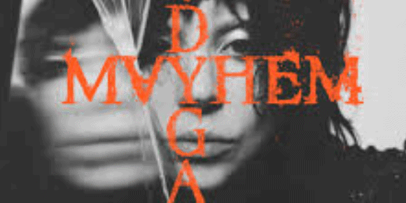 Lady Gaga Mayhem album cover featuring her portrait with orange text overlay.
