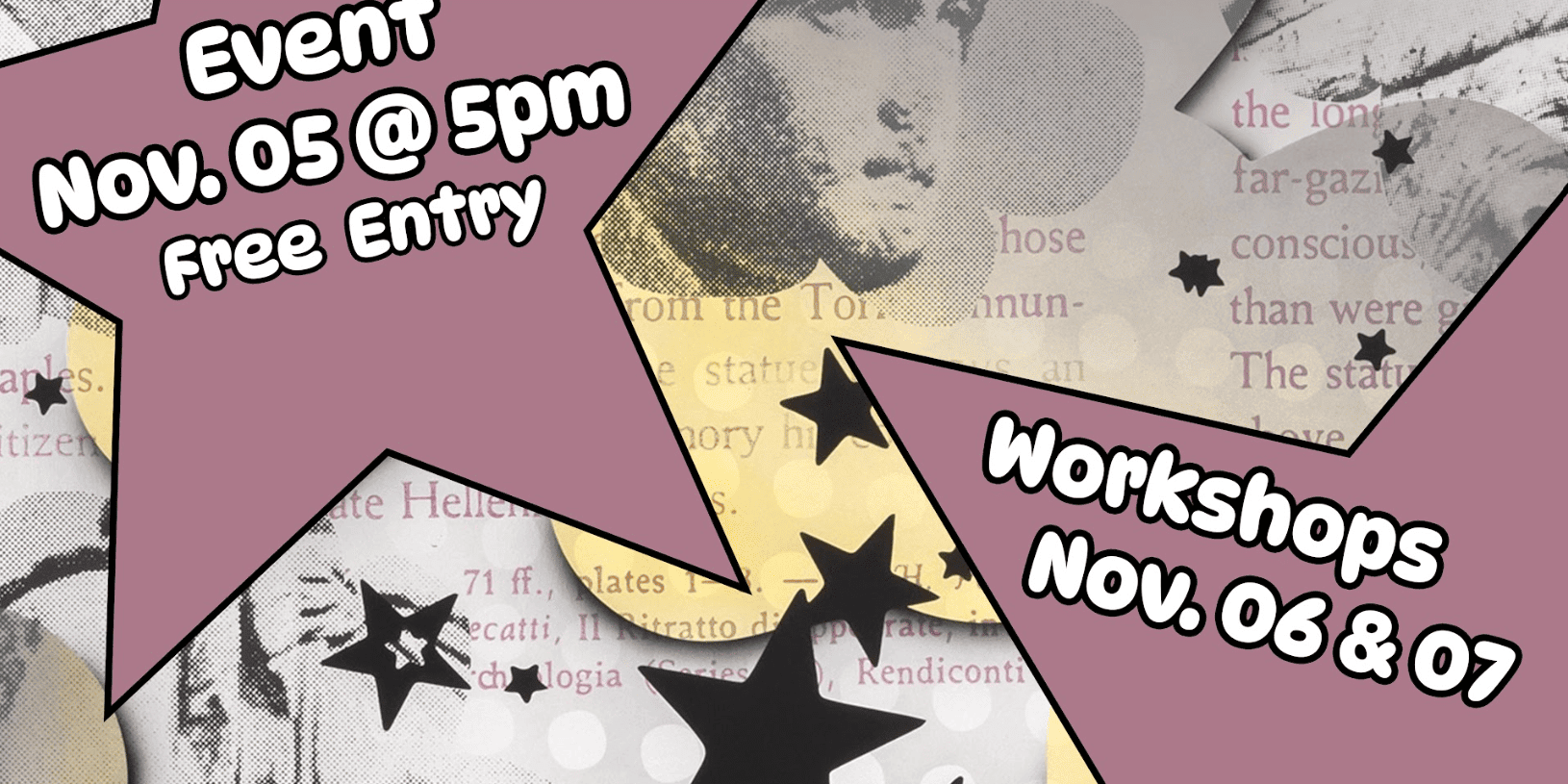 Promotional poster for Rachel Livedalen's art exhibition at PSC, featuring stars and event details.