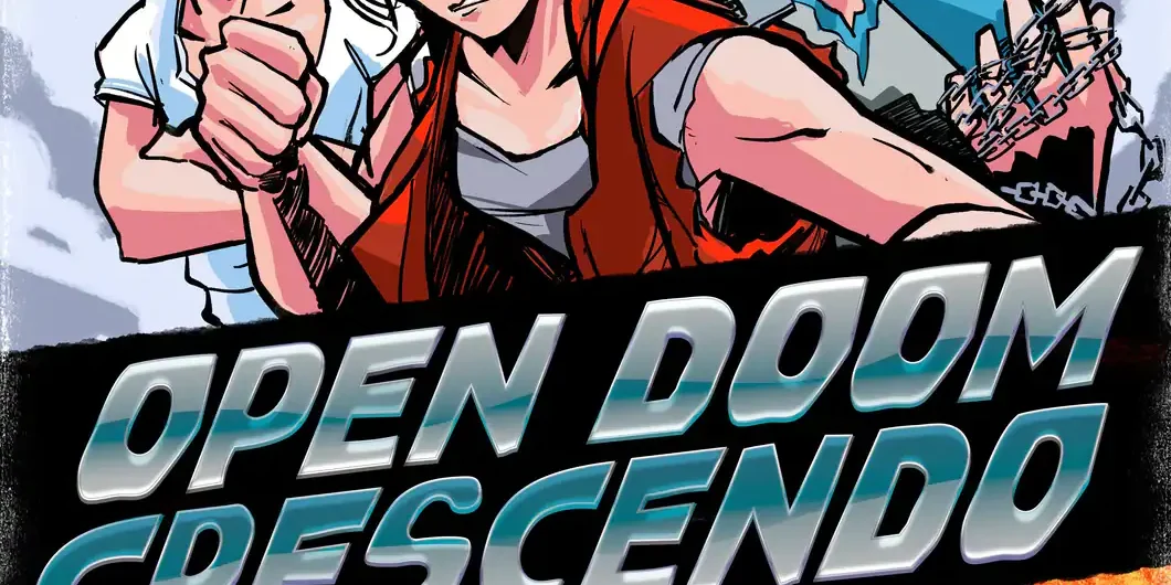Animated characters from "Open Doom Crescendo" movie poster.