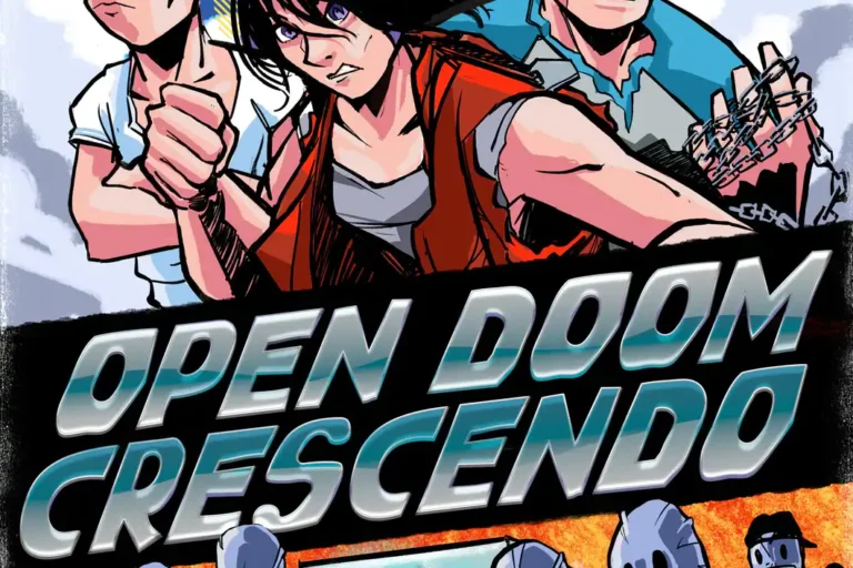 Animated characters from "Open Doom Crescendo" movie poster.
