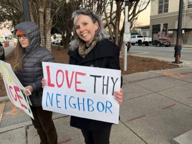 Decorative image of Pensacola ICE protest.