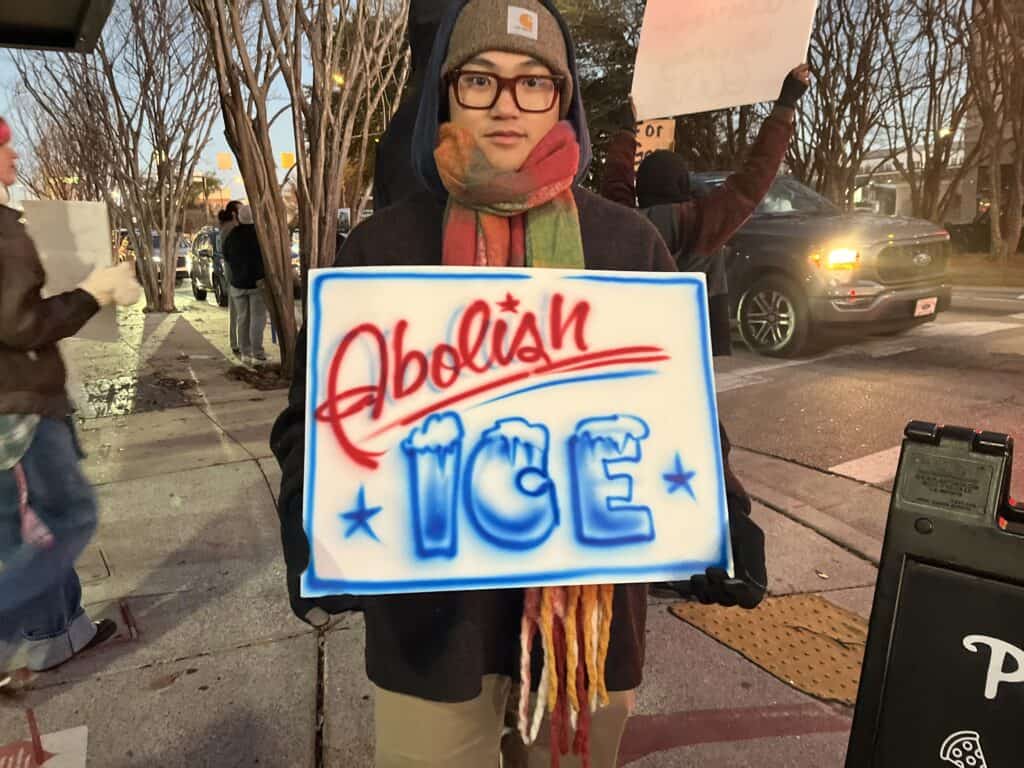 Decorative image of ICE protester.