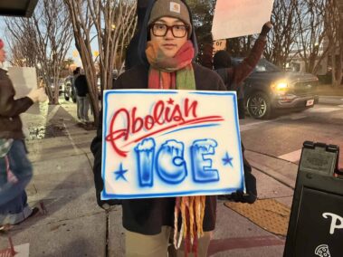 Decorative image of ICE protester.