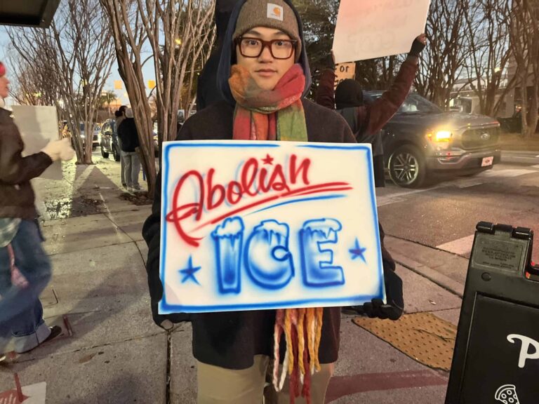 Decorative image of ICE protester.
