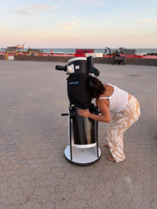 PSC student operating a telescope