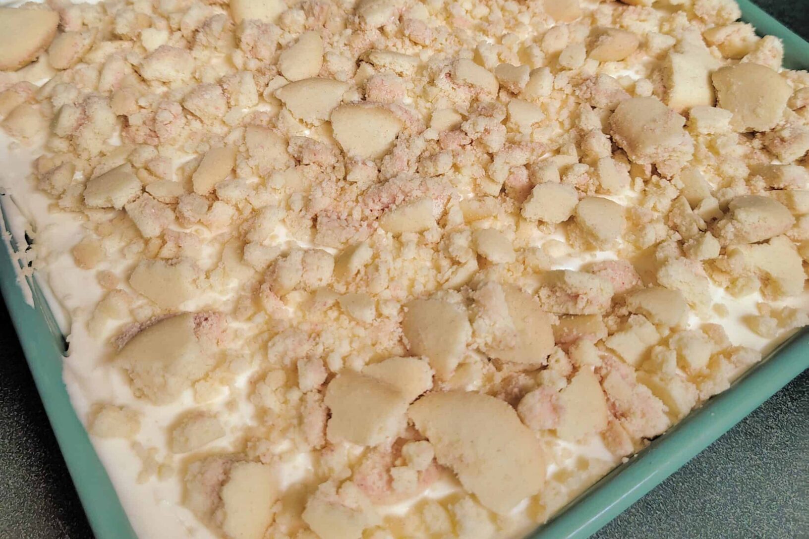 Homemade Banana Pudding in green pan