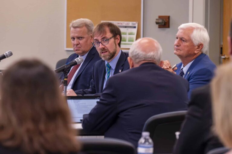 PSC Trustee Zach Smith and Dr. Edward Meadows in meeting