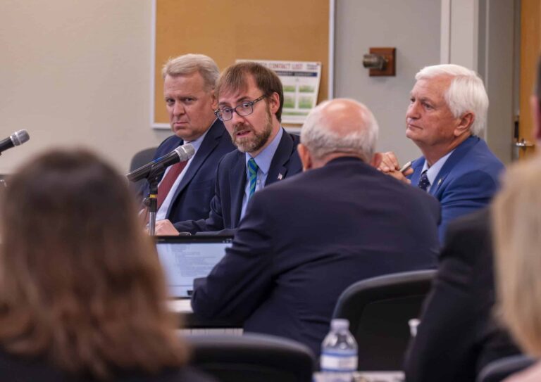 PSC Trustee Zach Smith and Dr. Edward Meadows in meeting
