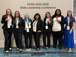 Health Occupations Students of America club standing outside HOSA 2025-2026 State Leadership Conference